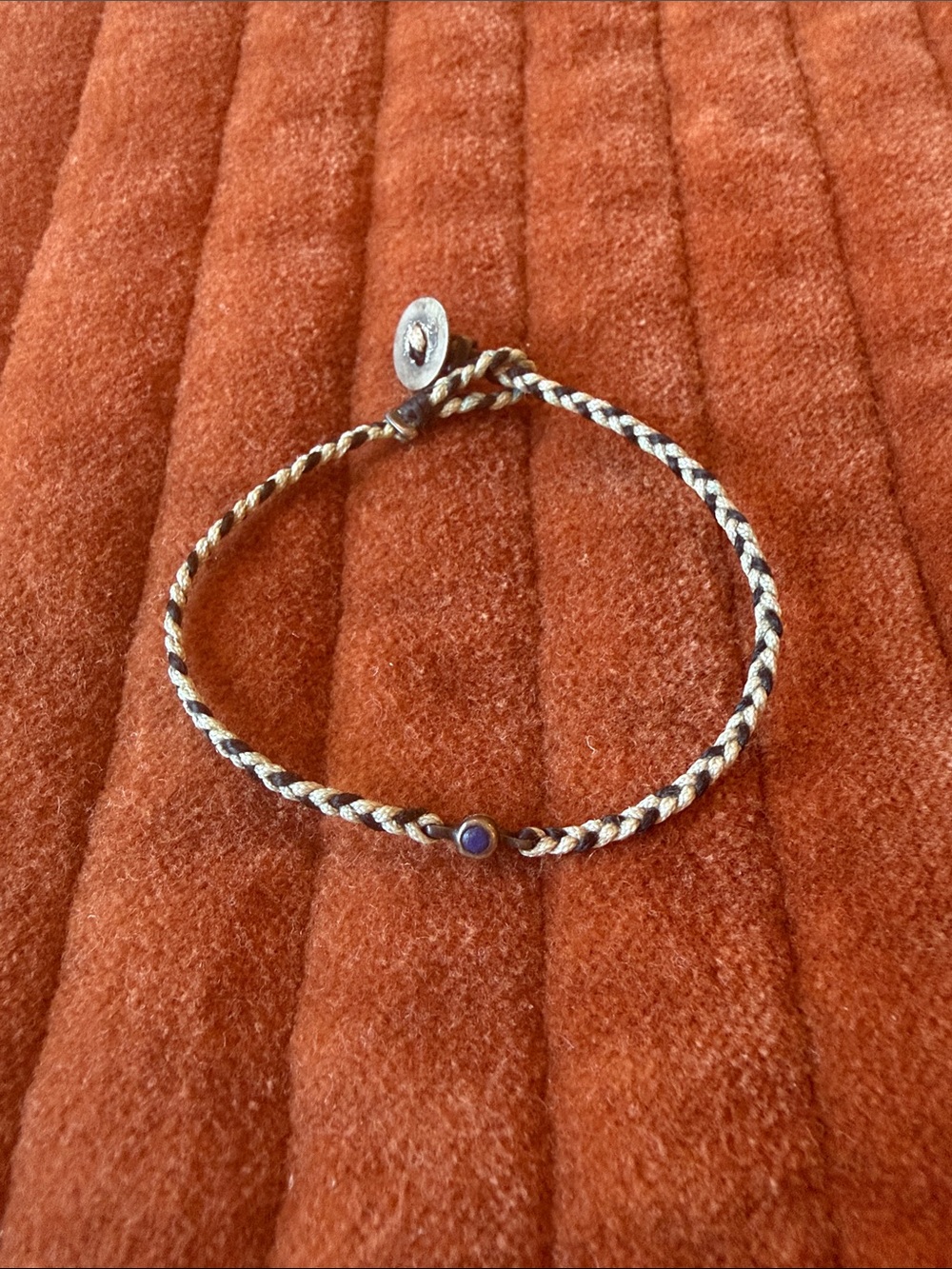 SCOSHA Signature Bezel Braided Bracelet with Blue Stone